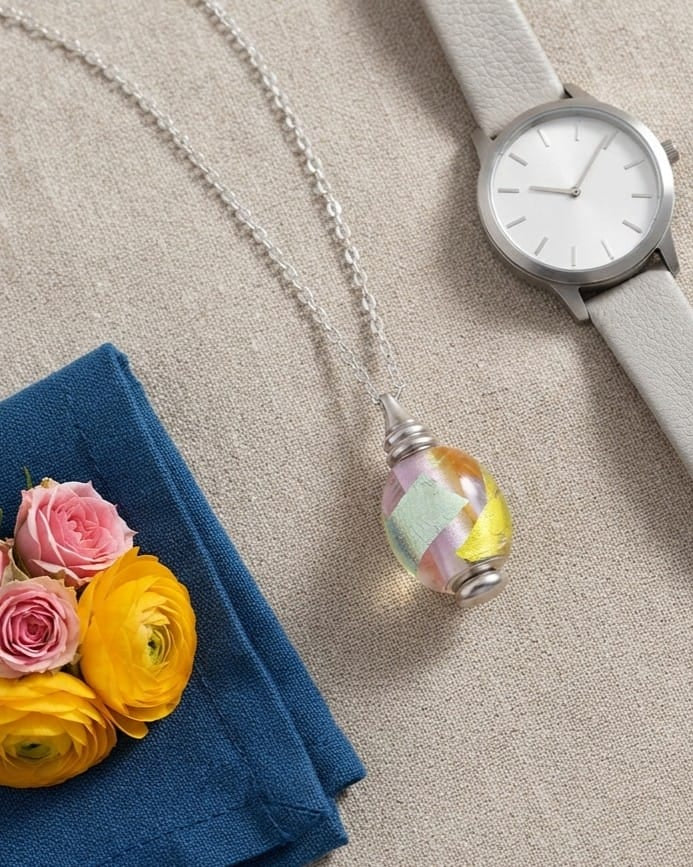 Cara Keepsakes Murano Glass Pendant Urns Murano Glass Pendant Urn - 'Loving Whispers' Olive