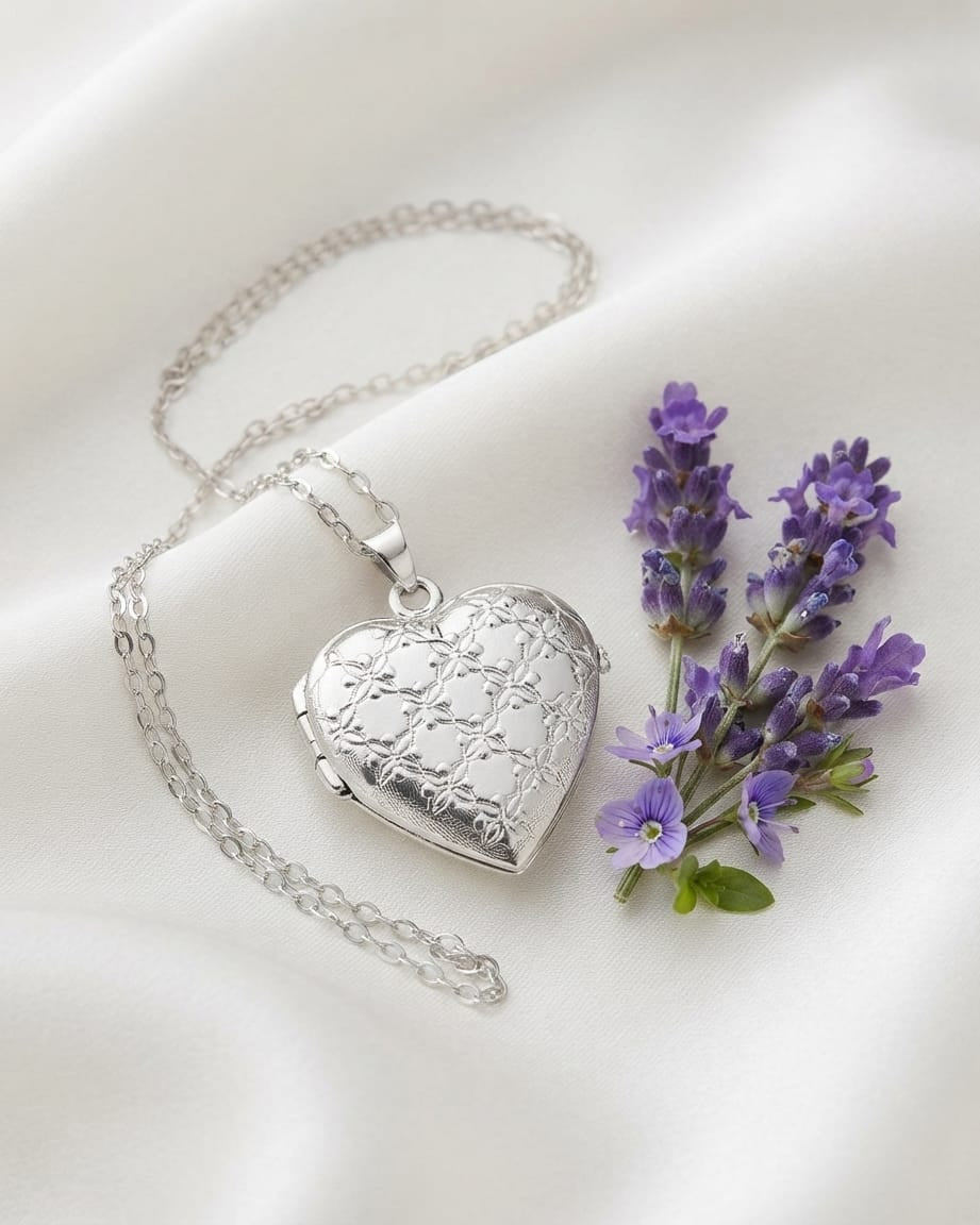 Cara Keepsakes Silver Locket Urns Silver Heart Locket Urn - Diamond Cut