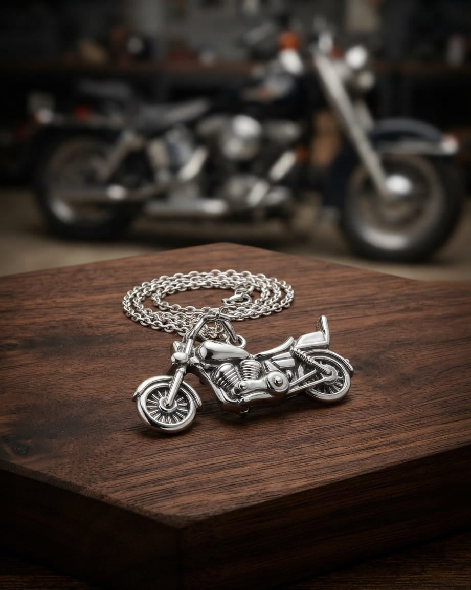 Cara Keepsakes Silver Pendant Urns Motorcycle Pendant Urn