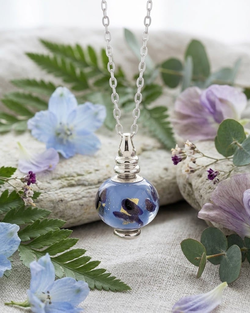 Cara Keepsakes Murano Glass Pendant Urns Murano Glass Pendant Urn - 'Ocean Mist' Bead