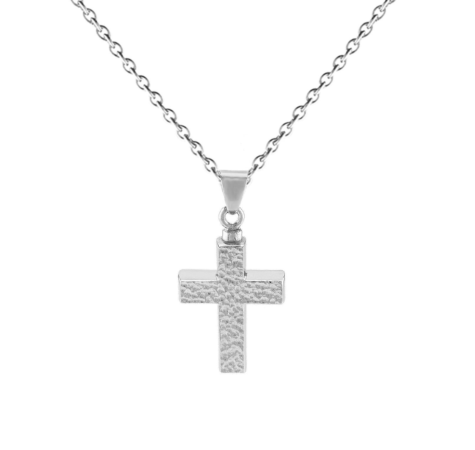 Cara Keepsakes Silver Pendant Urns Hammered Cross Pendant Urn