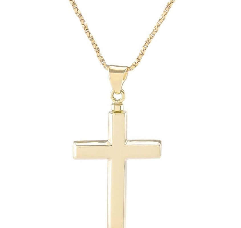 Cara Keepsakes Silver Pendant Urns Gold Cross Pendant Urn (10K)