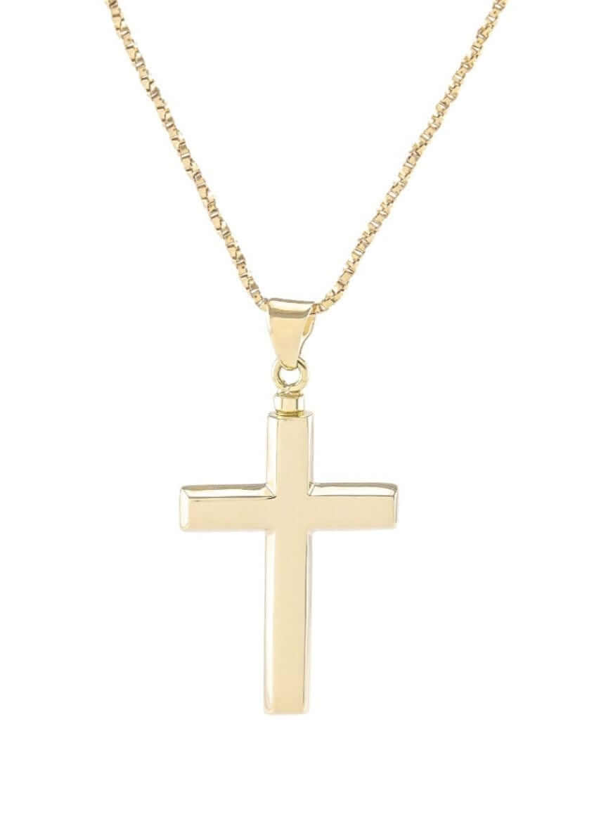 Cara Keepsakes Silver Pendant Urns Gold Cross Pendant Urn (10K)
