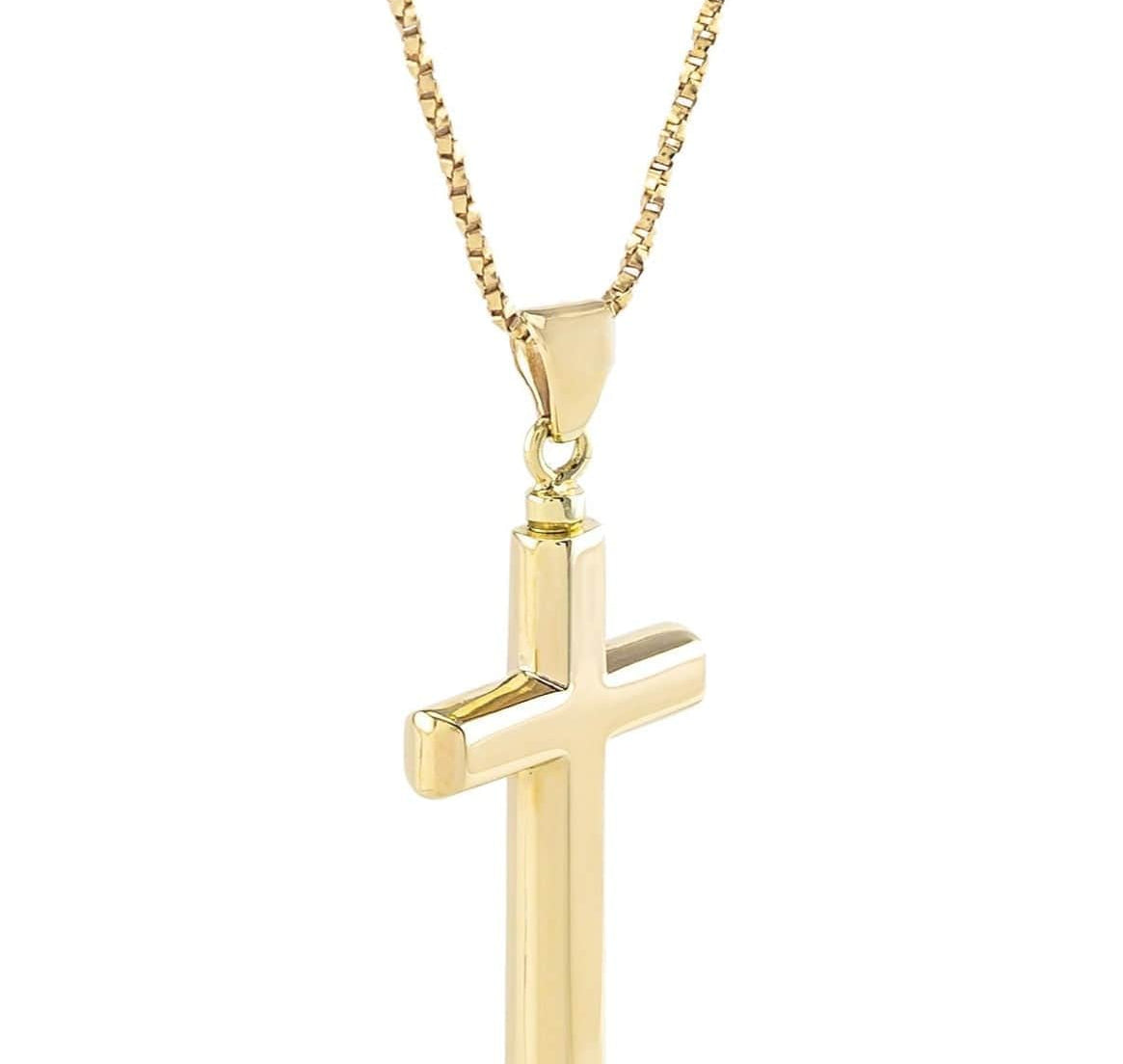 Cara Keepsakes Silver Pendant Urns Gold Cross Pendant Urn (10K)