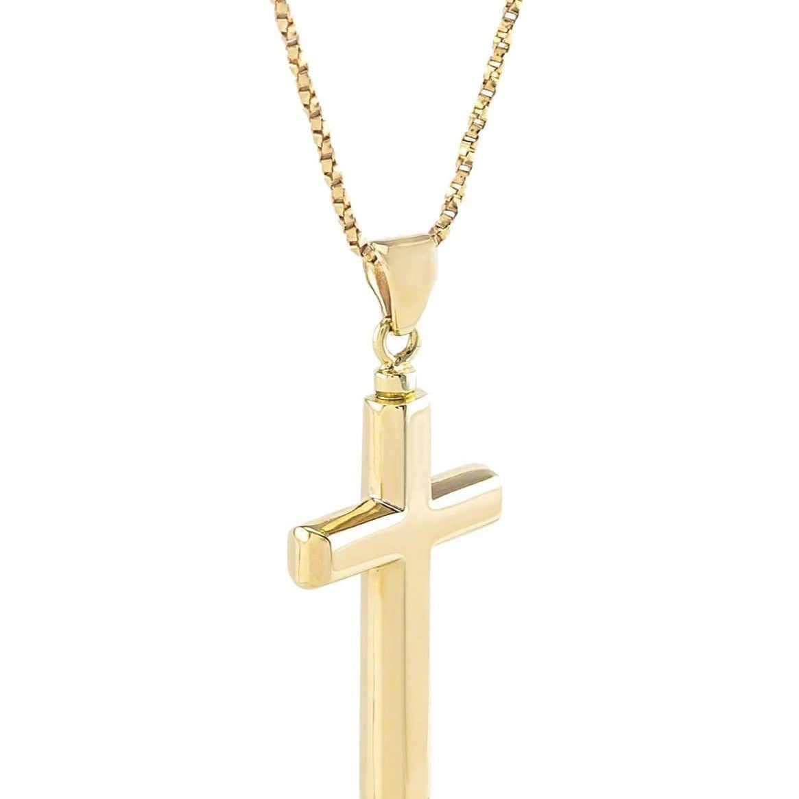 Cara Keepsakes Silver Pendant Urns Gold Cross Pendant Urn (10K)