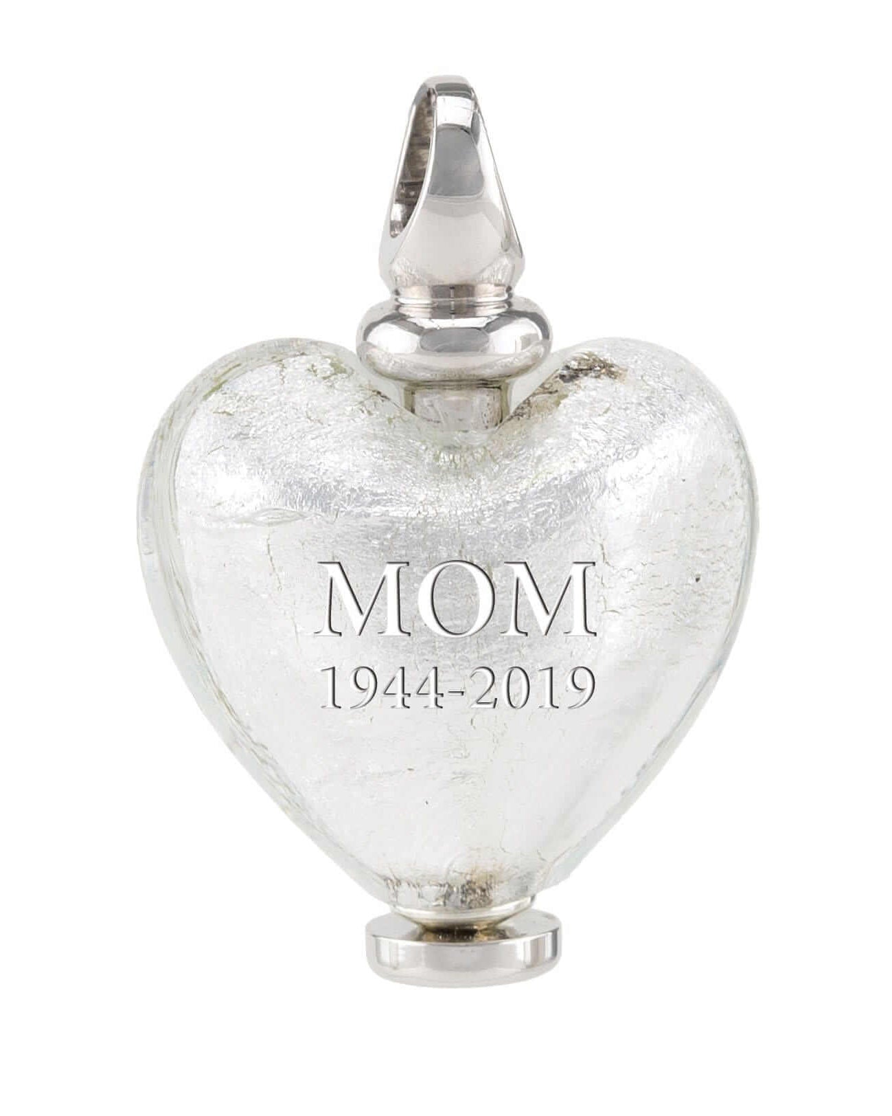 Cara Keepsakes Murano Glass Heart Urn - April sample engraving