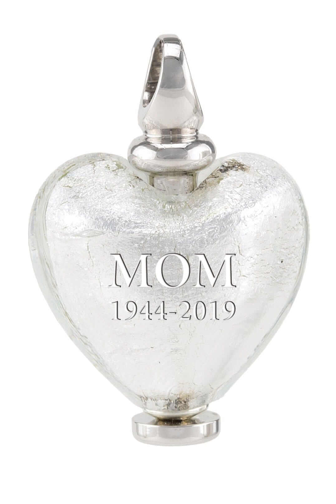 Cara Keepsakes Murano Glass Heart Urn - April sample engraving