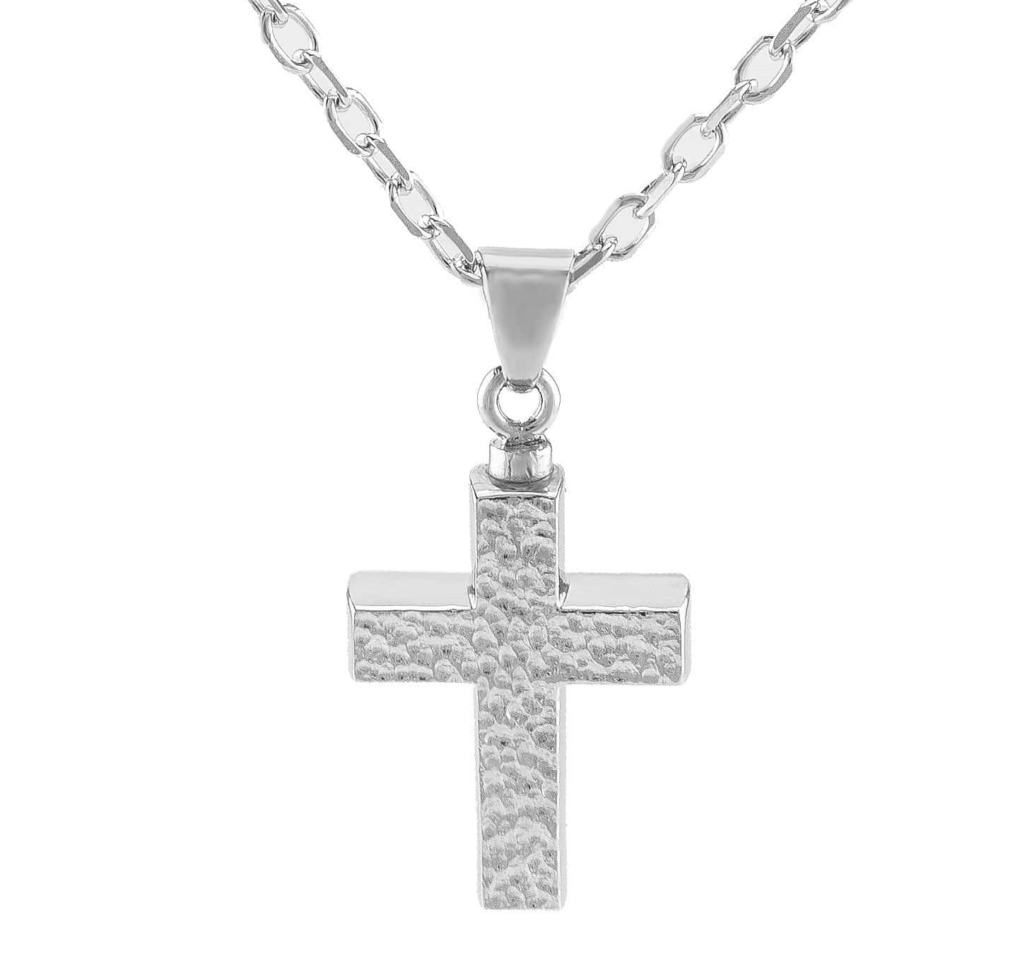 Cara Keepsakes Silver Pendant Urns Hammered Cross Pendant Urn
