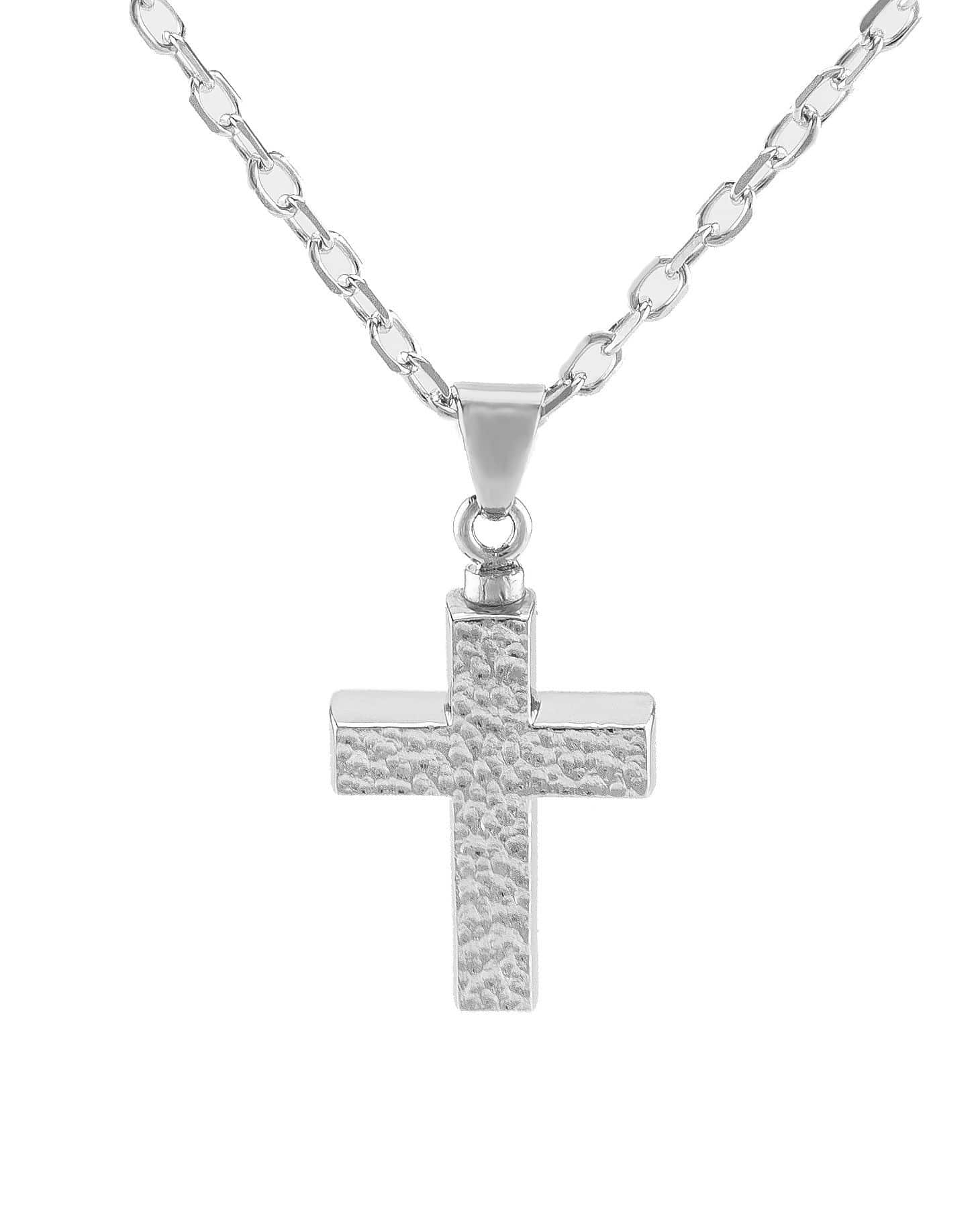 Cara Keepsakes Silver Pendant Urns Hammered Cross Pendant Urn