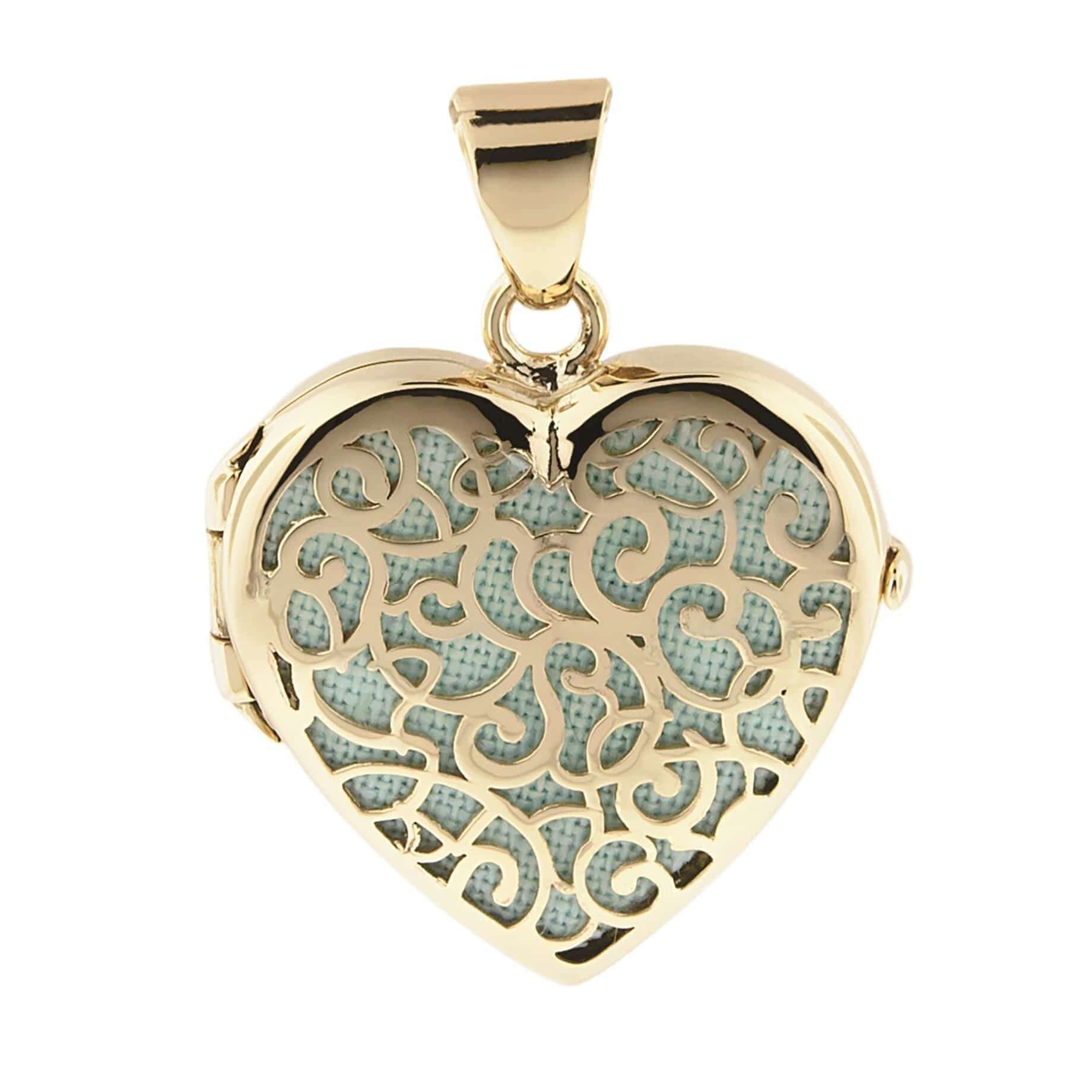 Cara Keepsakes Gold Locket Urns Turquoise Gold Filigree Heart Locket Urn