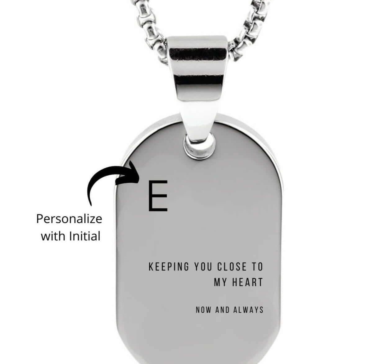 Cara Keepsakes Stainless Steel 'Keeping You Close To My Heart' Dog Tag Urn