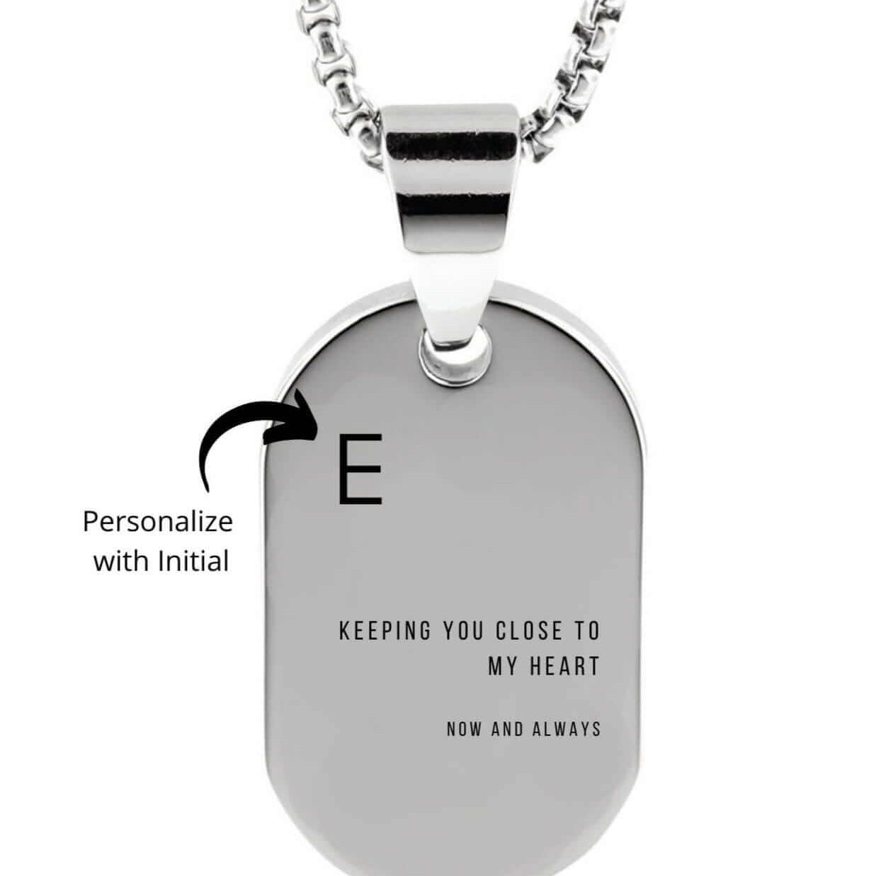 Cara Keepsakes Stainless Steel 'Keeping You Close To My Heart' Dog Tag Urn
