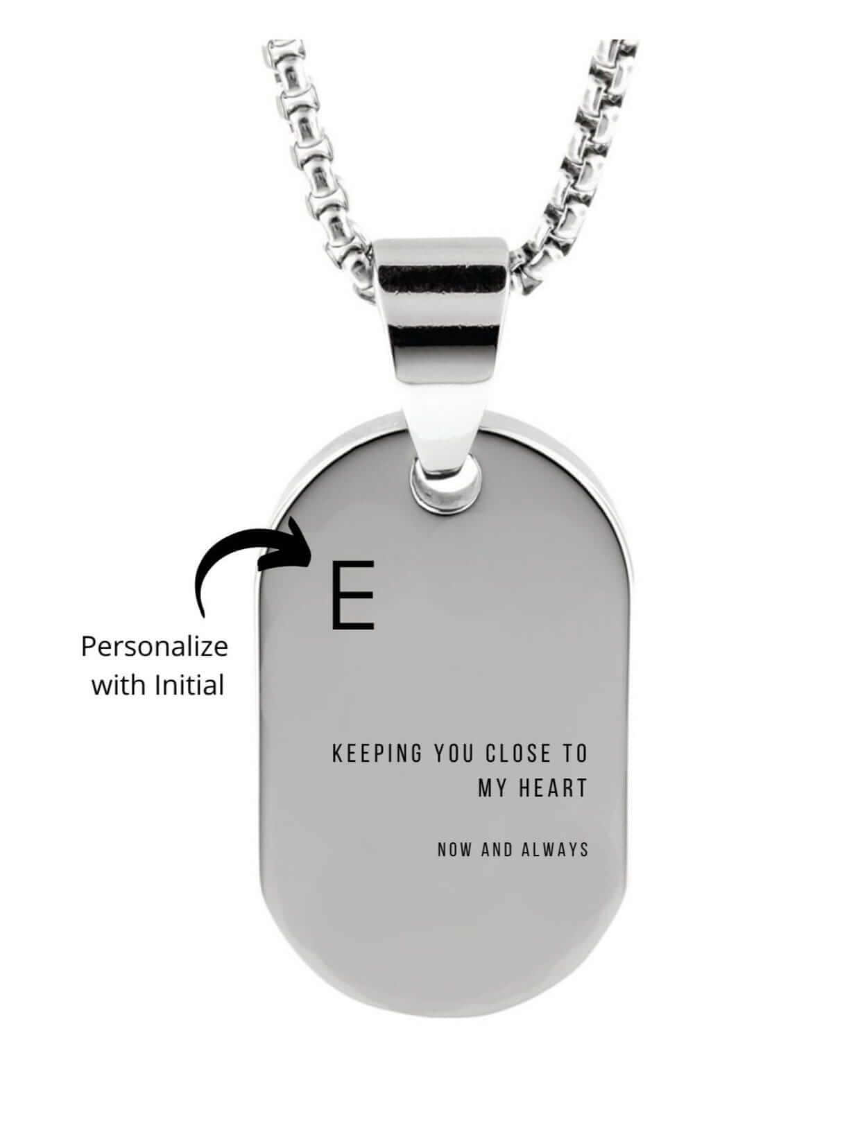 Cara Keepsakes Stainless Steel 'Keeping You Close To My Heart' Dog Tag Urn