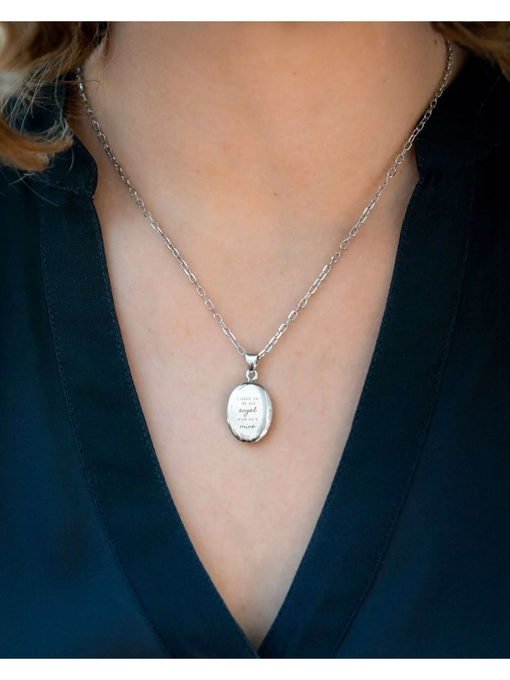 Cara Keepsakes Silver Pendant Urns 'I Used To Be His Angel' Pendant Urn