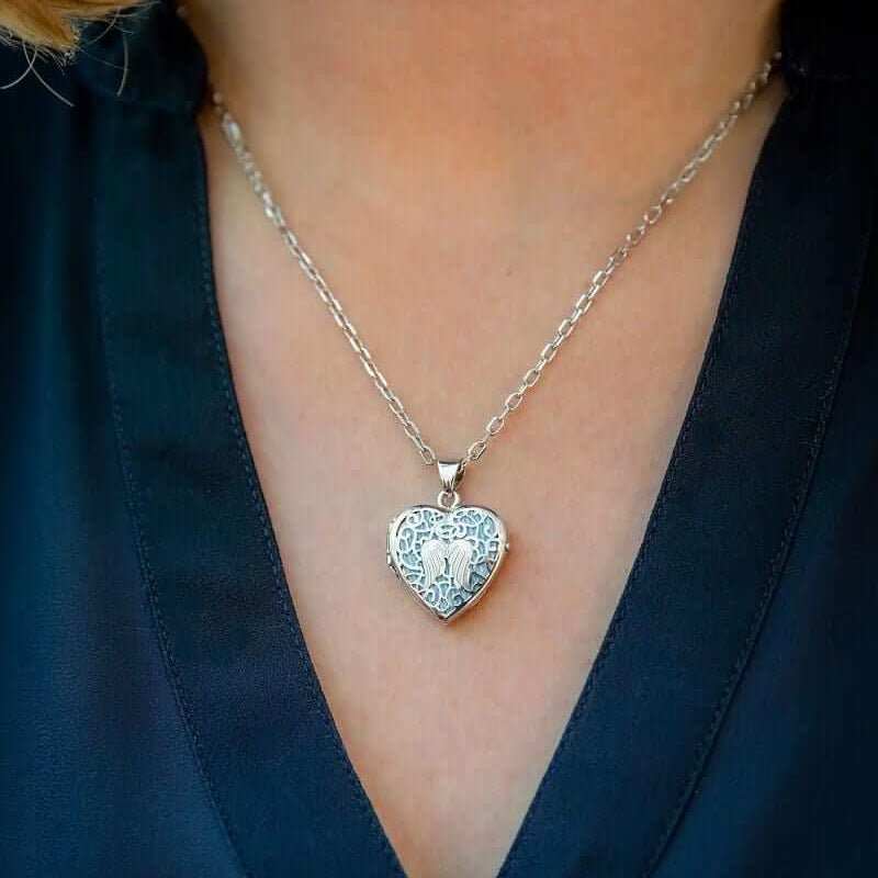 Cara Keepsakes Silver Locket Urns Angel Heart Locket Urn