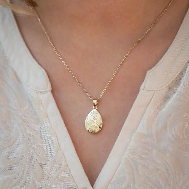 Cara Keepsakes Gold Locket Urns 'Poppy' Teardrop Pendant Urn (10K)