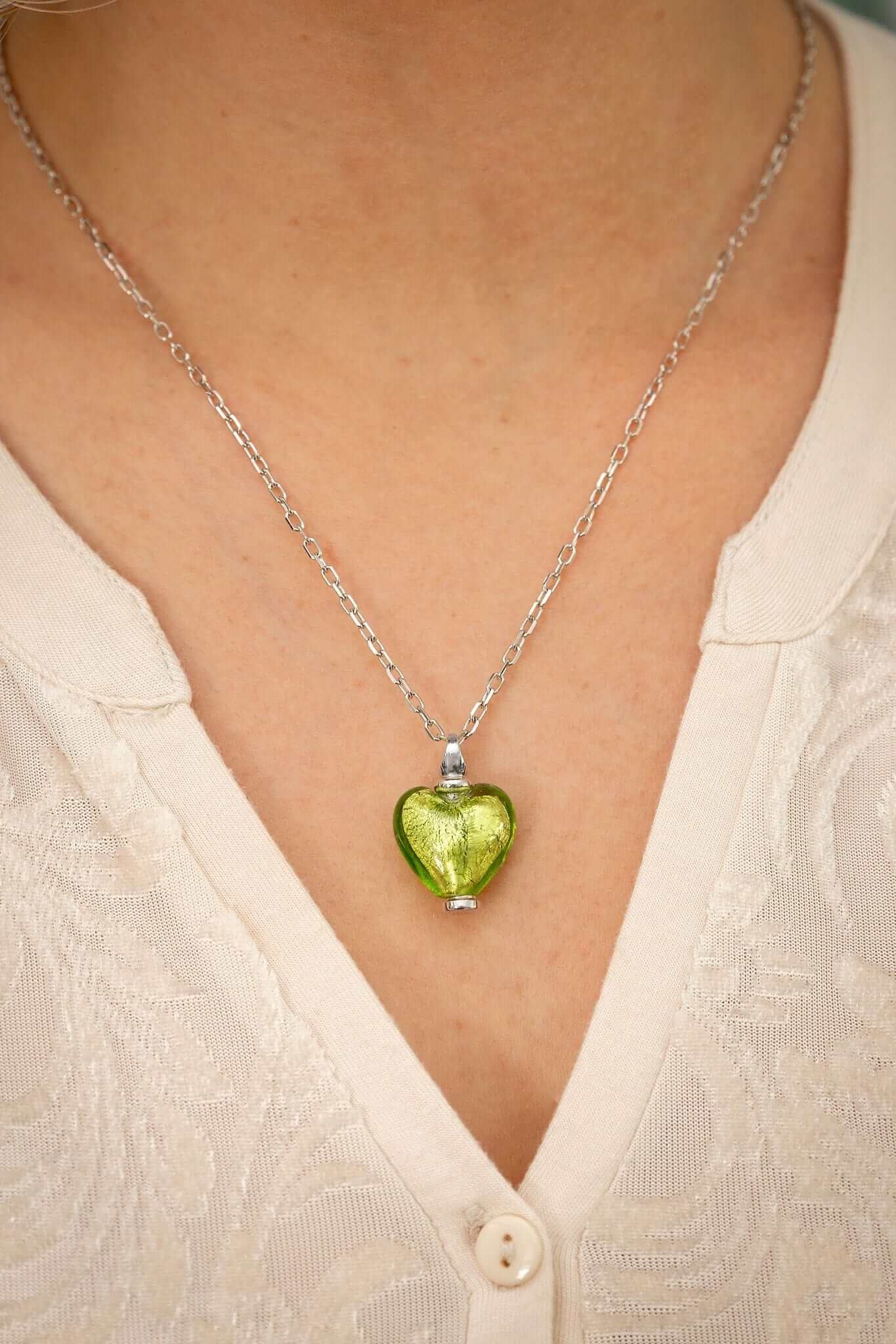 Cara Keepsakes Murano Glass Heart Urn - August worn on model