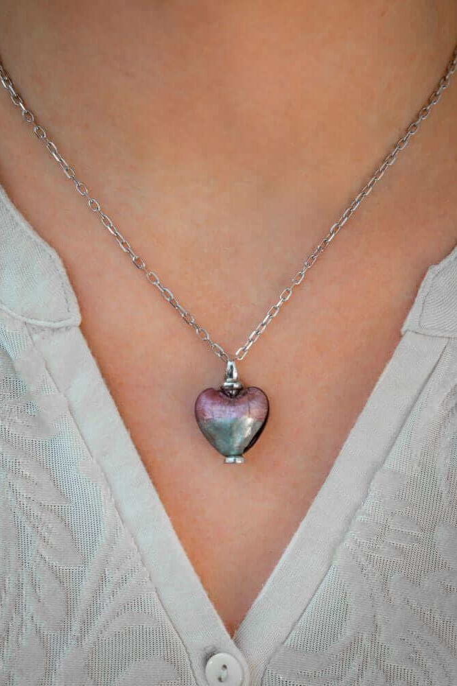Cara Keepsakes Murano Glass Heart Urns Murano Glass Heart Urn - 'Enchanted Bliss'
