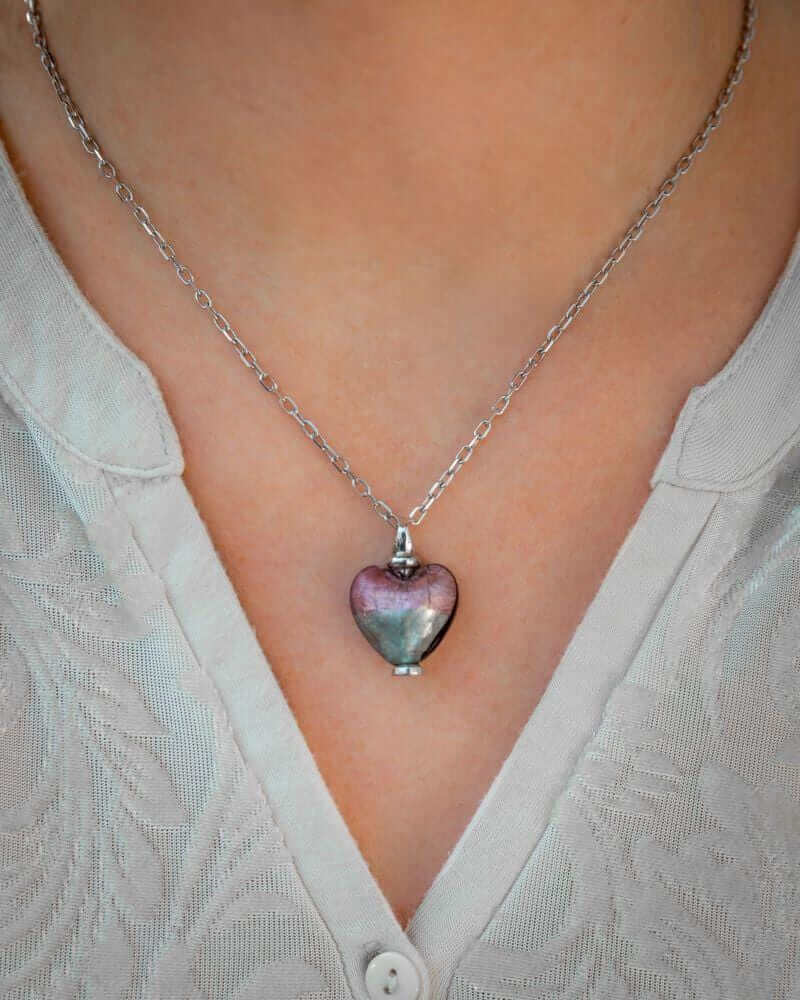 Cara Keepsakes Murano Glass Heart Urns Murano Glass Heart Urn - 'Enchanted Bliss'