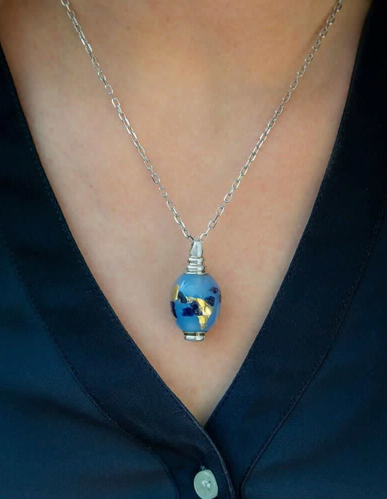 Cara Keepsakes Murano Glass Pendant Urns Murano Glass Pendant - 'Ocean Mist'