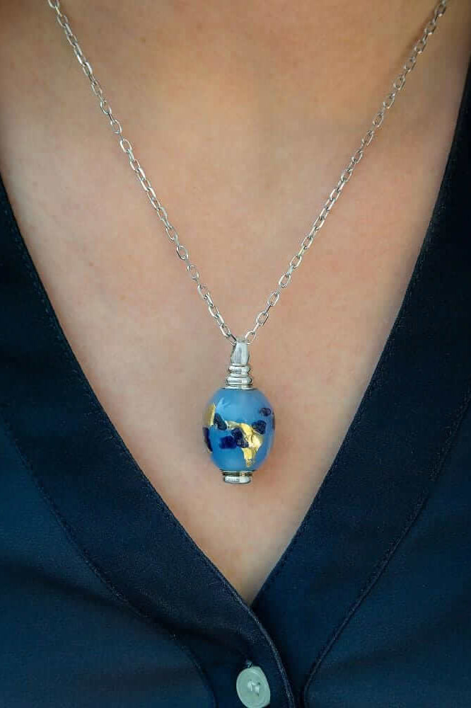 Cara Keepsakes Murano Glass Pendant Urns Murano Glass Pendant - 'Ocean Mist'