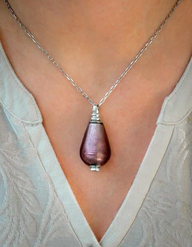 Cara Keepsakes Murano Glass Pendant Urns Murano Glass Pendant Urn - 'Orchid Mist'