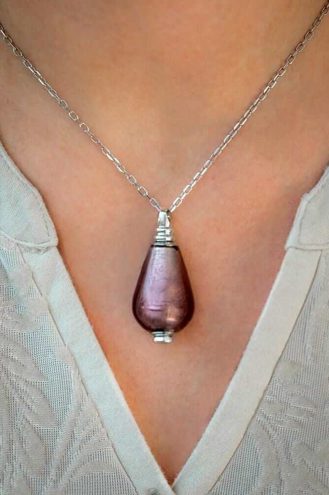 Cara Keepsakes Murano Glass Pendant Urns Murano Glass Pendant Urn - 'Orchid Mist'