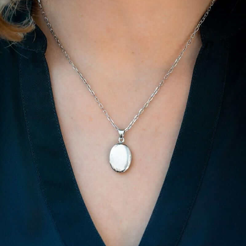 Cara Keepsakes Silver Pendant Urns Silver Oval Pendant Urn