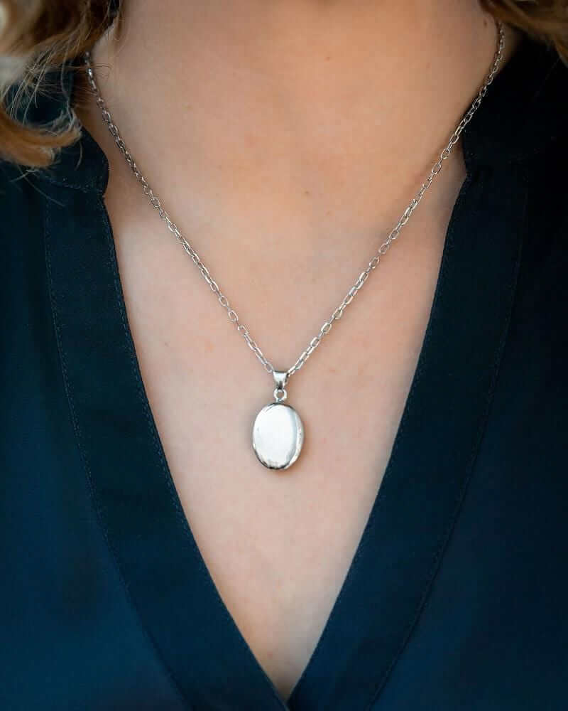 Cara Keepsakes Silver Pendant Urns Silver Oval Pendant Urn