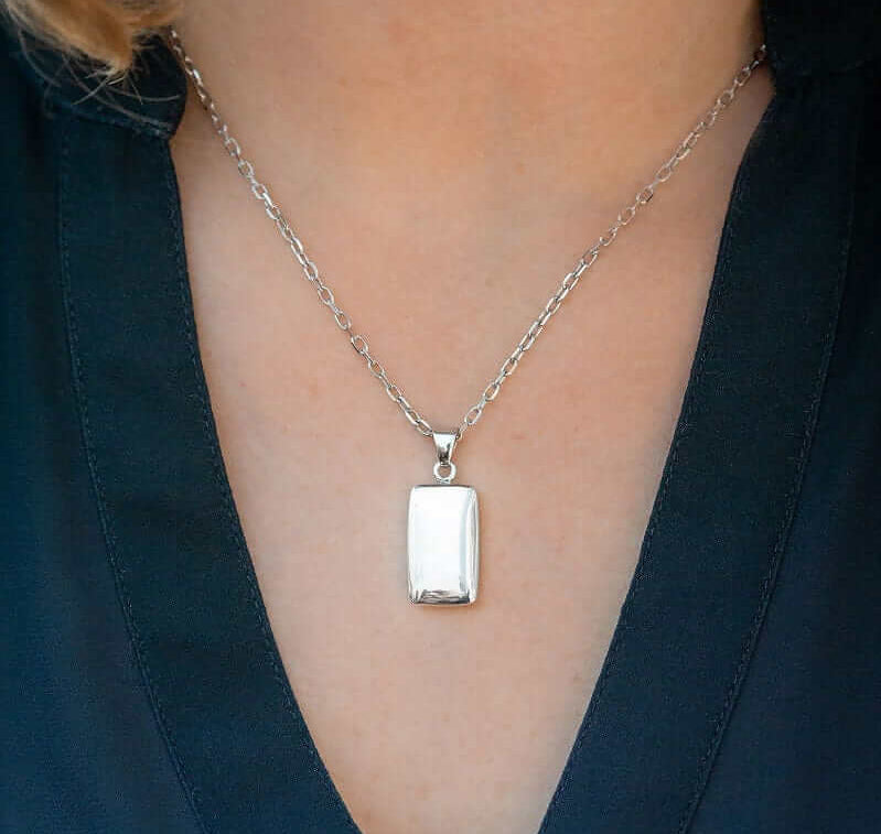 Cara Keepsakes Silver Pendant Urns Silver Rectangle Pendant Urn