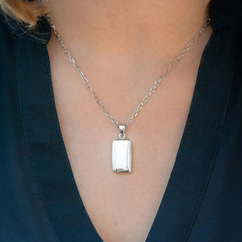 Cara Keepsakes Silver Pendant Urns Silver Rectangle Pendant Urn