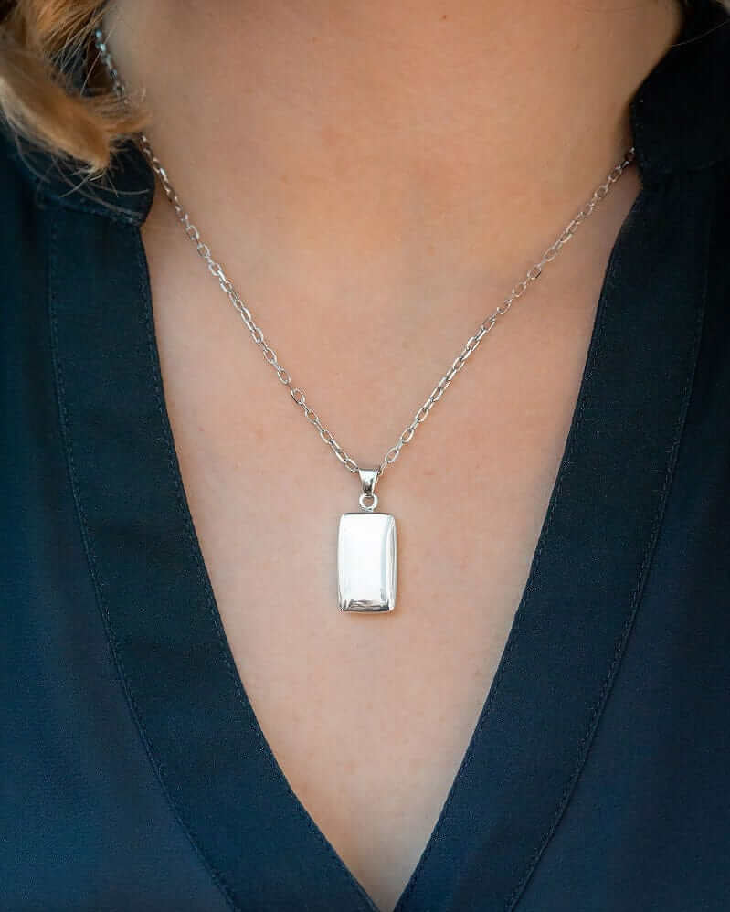 Cara Keepsakes Silver Pendant Urns Silver Rectangle Pendant Urn