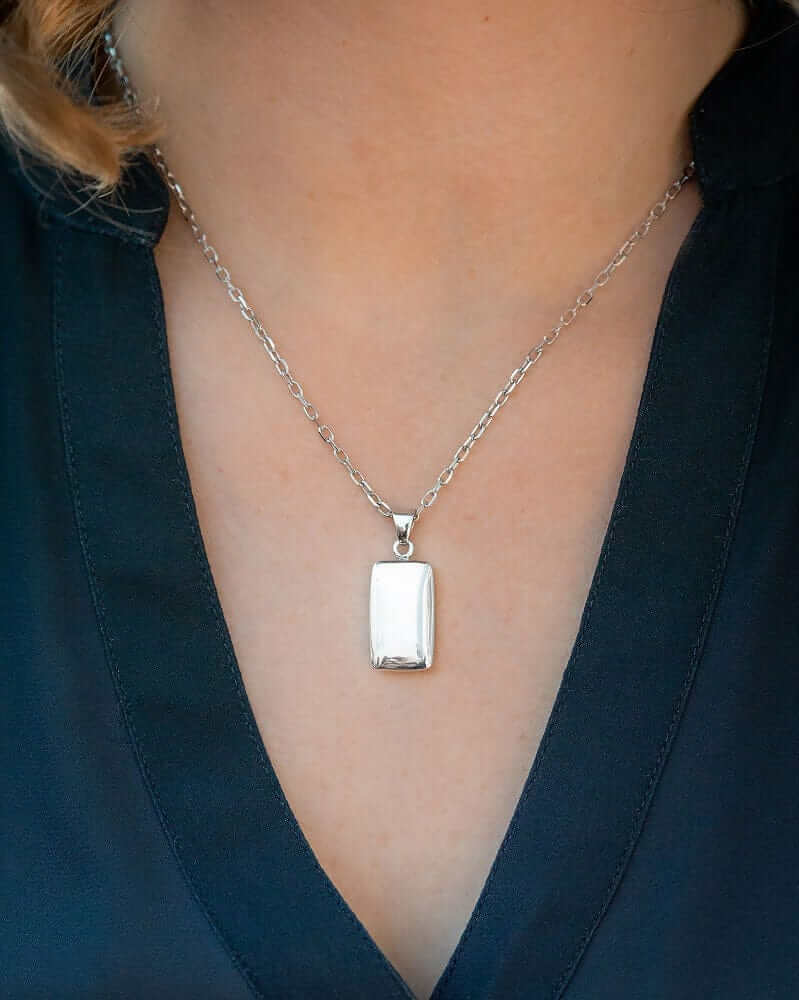 Cara Keepsakes Silver Pendant Urns Silver Rectangle Pendant Urn