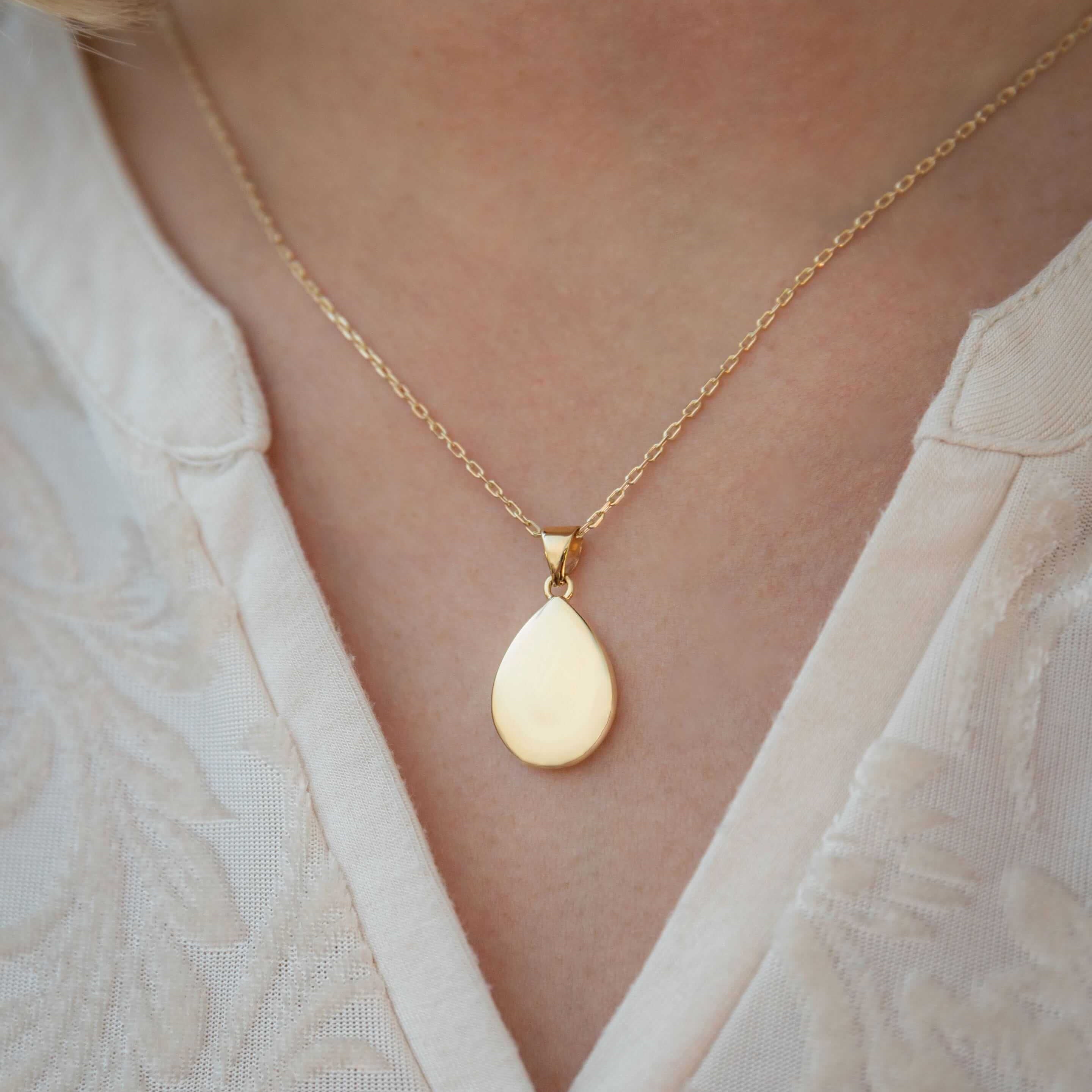 Cara Keepsakes Gold Locket Urns Gold Teardrop Pendant Urn (10K)