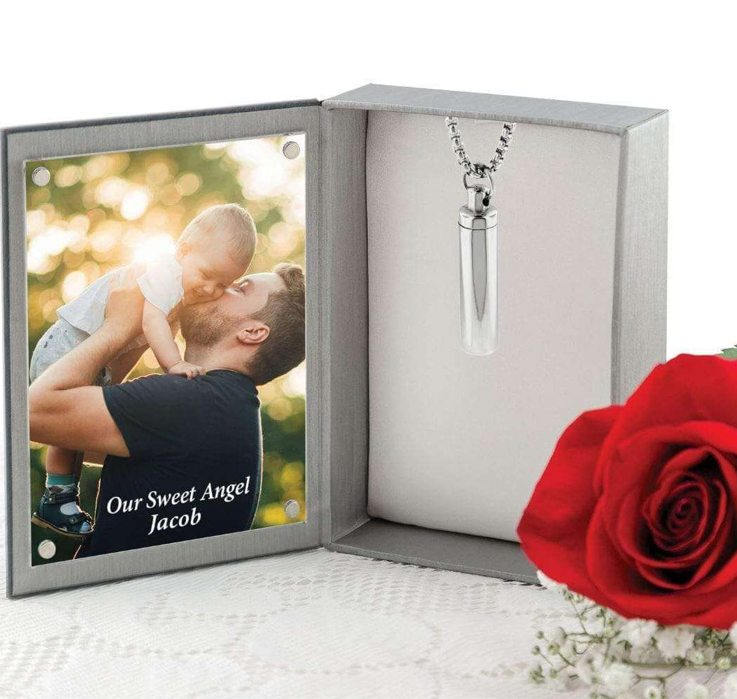 Cara Keepsakes Stainless Steel Paw Print Cylinder Urn