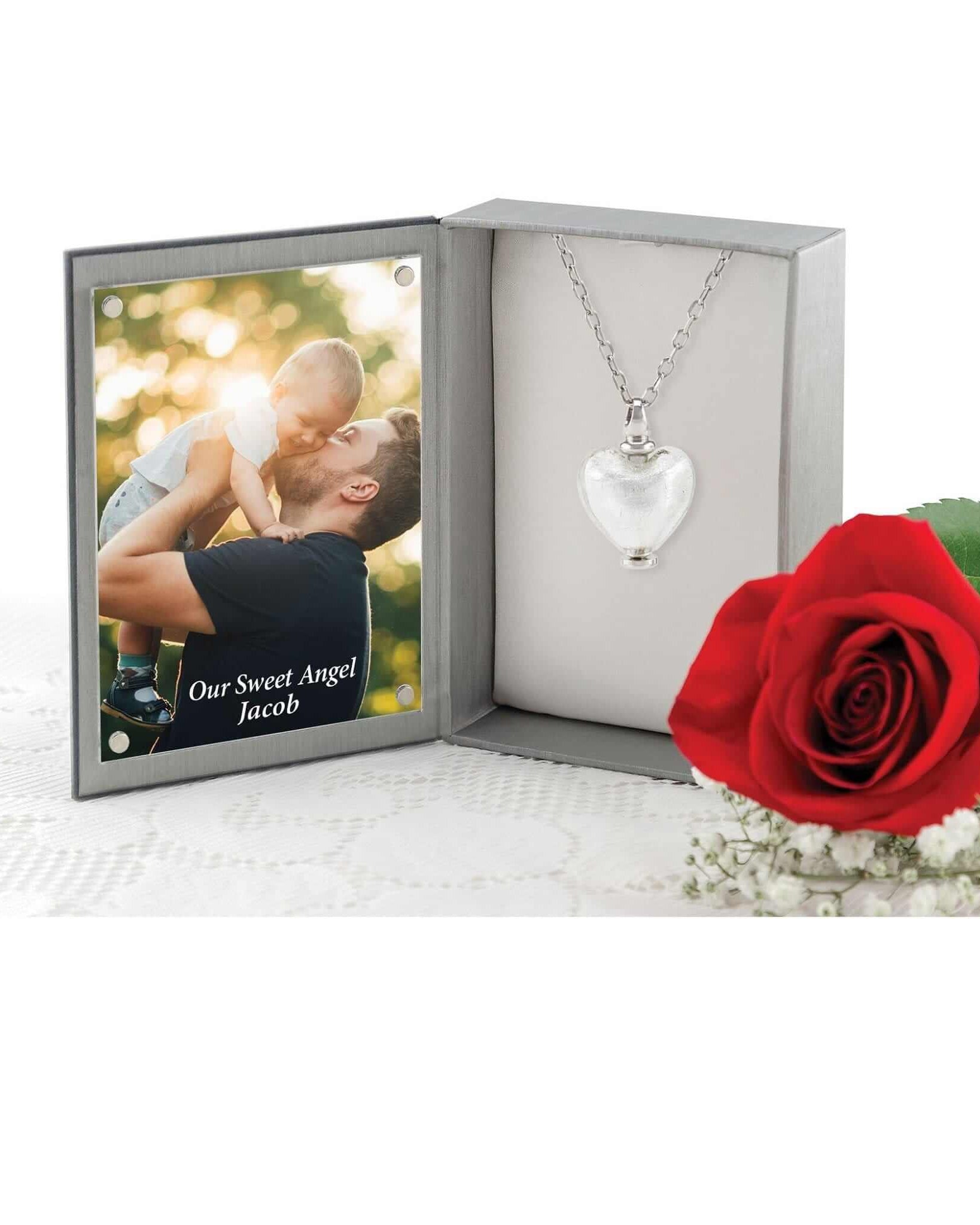 Cara Keepsakes Murano Glass Heart Urn - Aprilin jewelry box