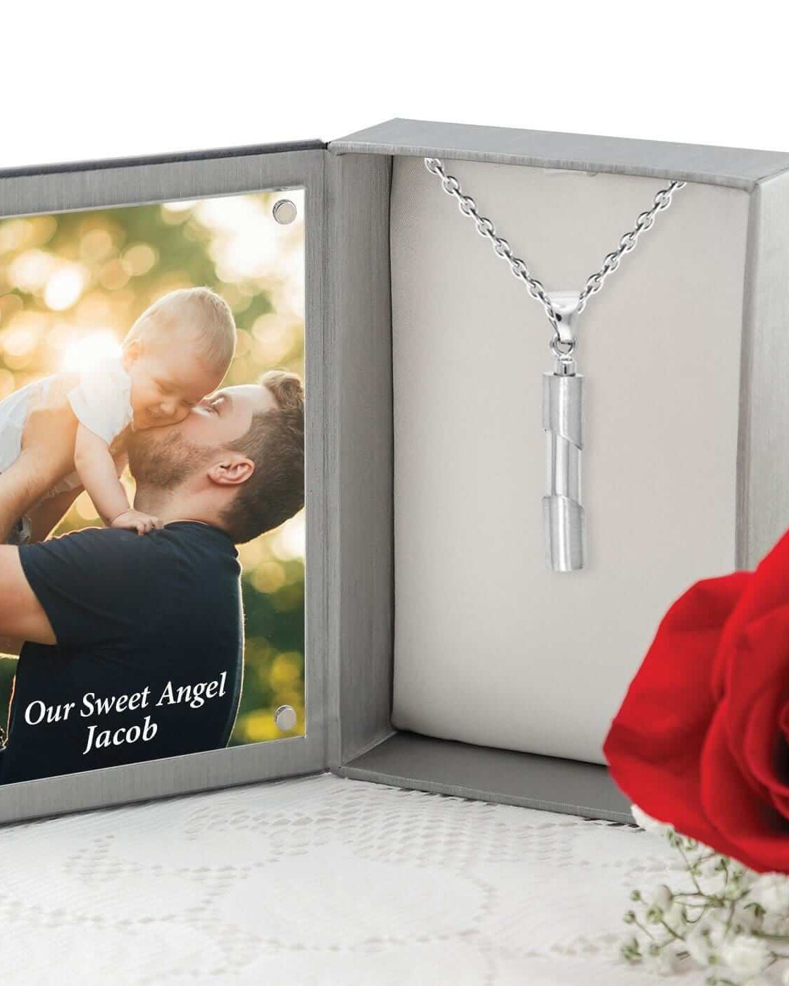 Cara Keepsakes Silver Pendant Urns Cylinder Pendant Urn