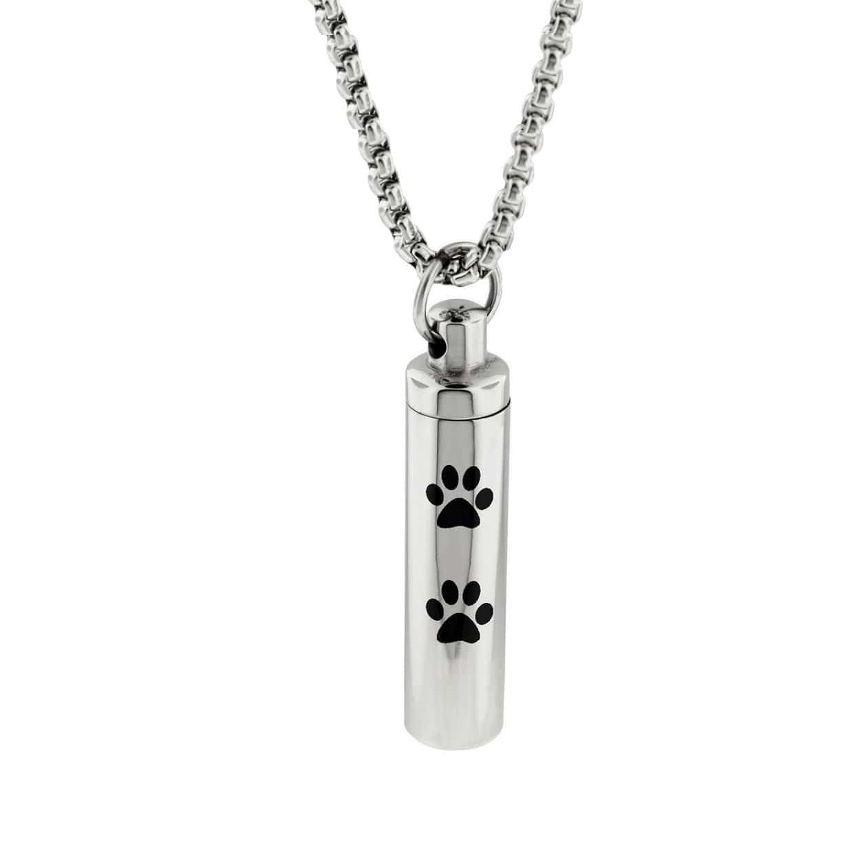 Cara Keepsakes Stainless Steel Stainless Steel Paw Print Cylinder Urn
