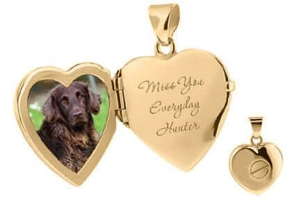 Cara Keepsakes Silver Locket Urns Gold Paw Print Locket Urn