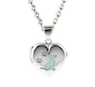 Cara Keepsakes Silver Locket Urns Turquoise Dog Dog Paw Print Locket Urn
