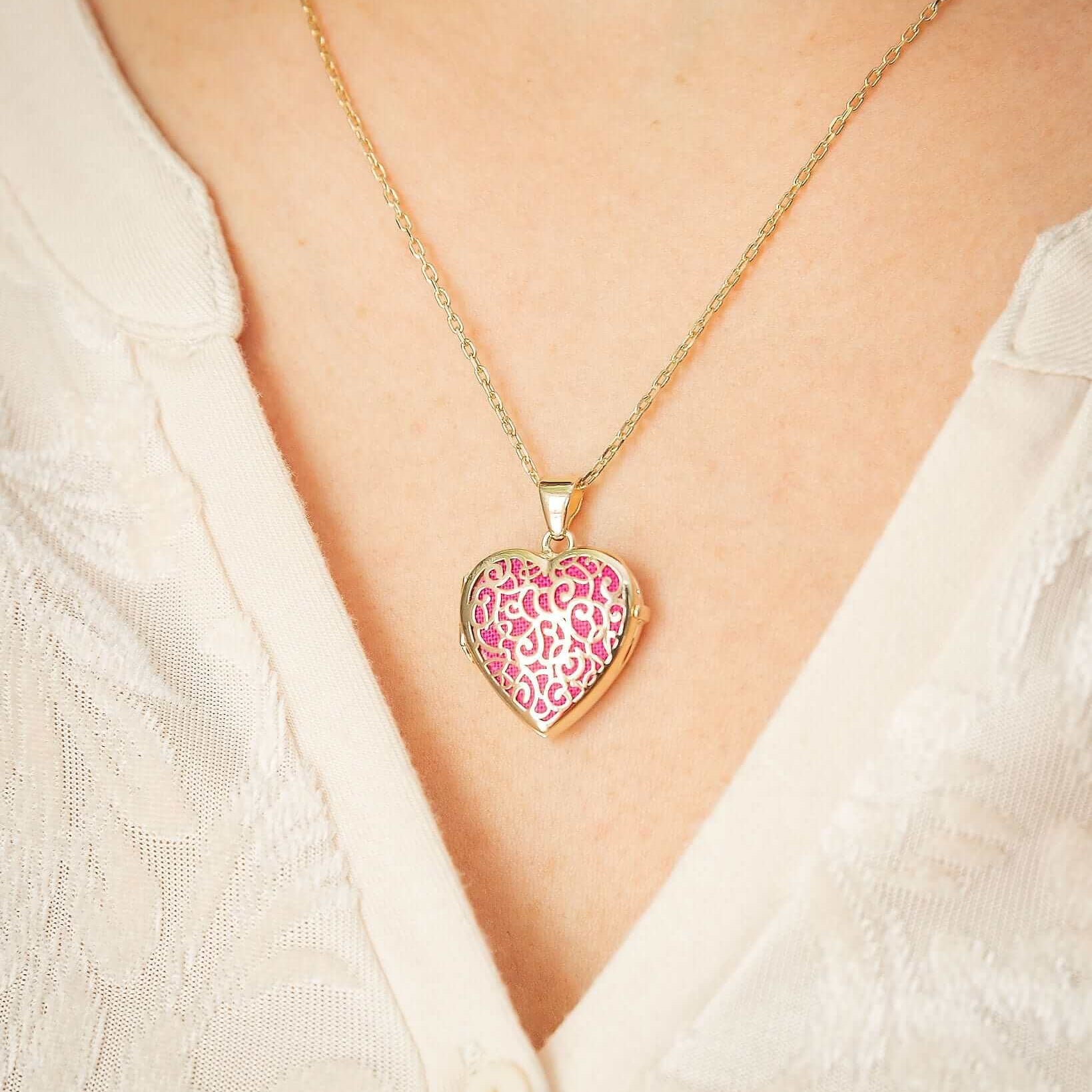 Cara Keepsakes Gold Locket Urns Gold Filigree Heart Locket Urn