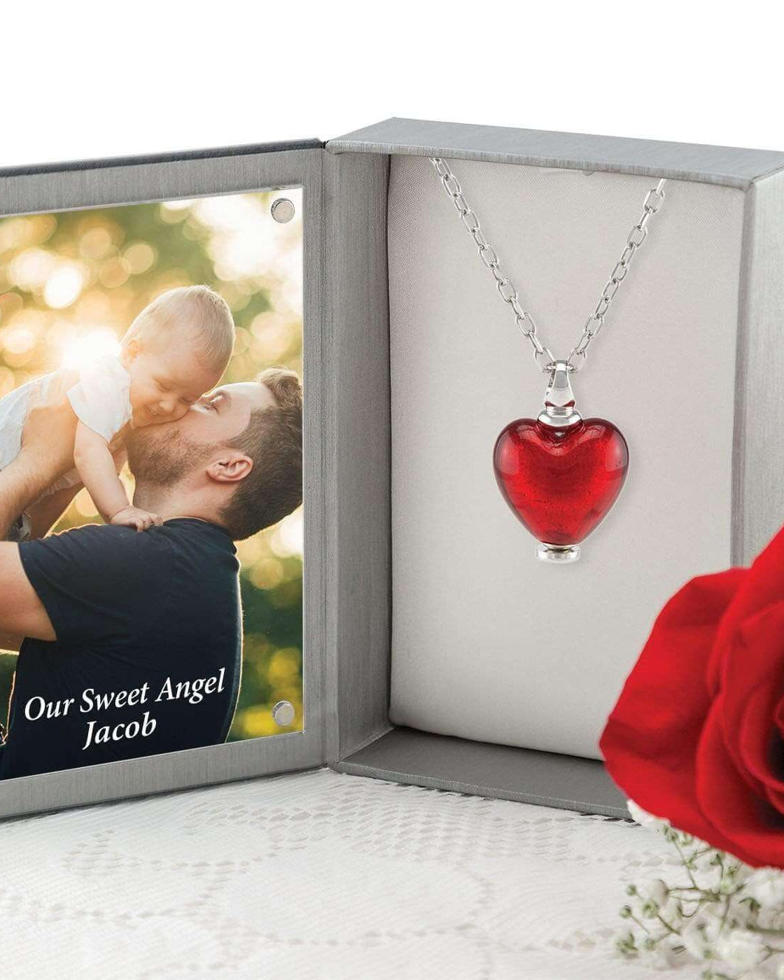 Cara Keepsakes Murano Glass Heart Urns Murano Glass Heart Urn - July