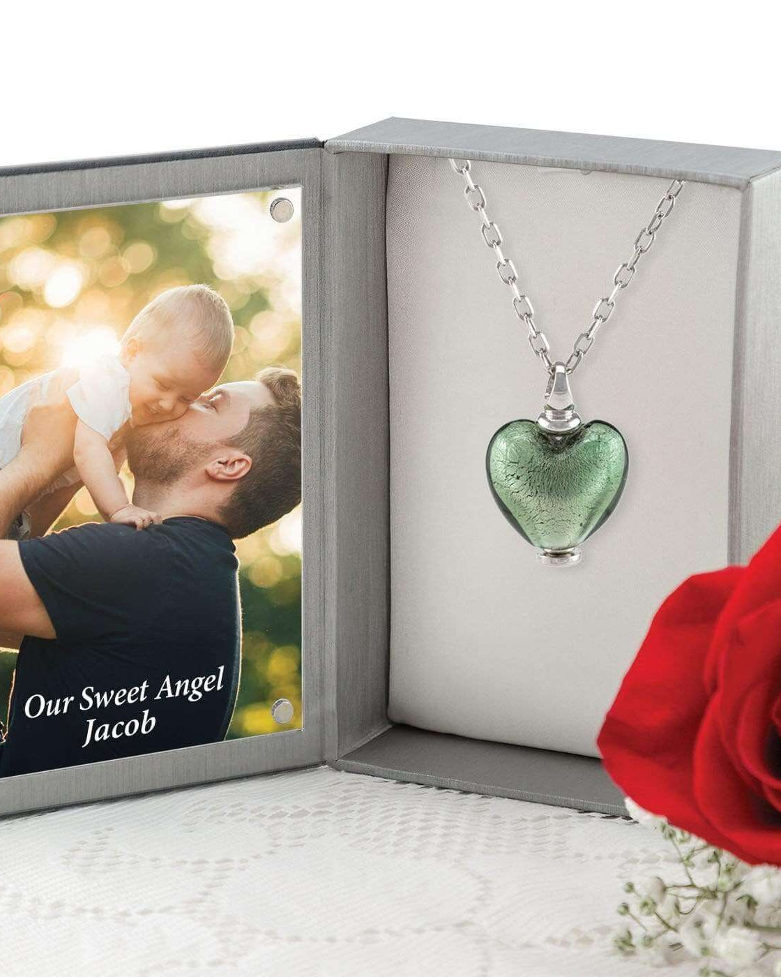 Cara Keepsakes Murano Glass Heart Urns Murano Glass Heart Urn - June