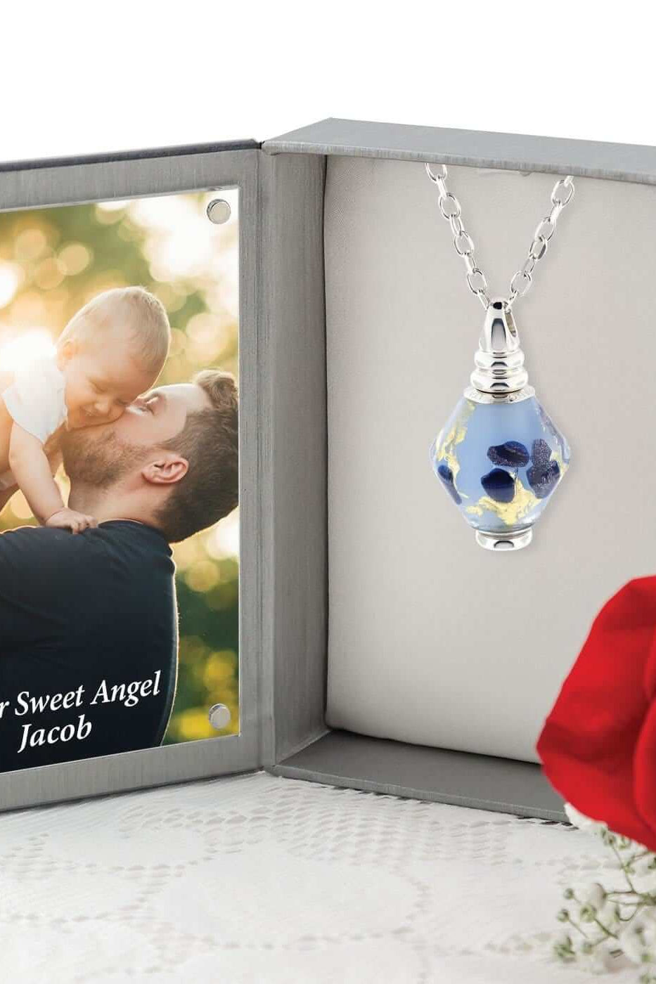 Cara Keepsakes Murano Glass Pendant - 'Ocean Mist' in jewelry box