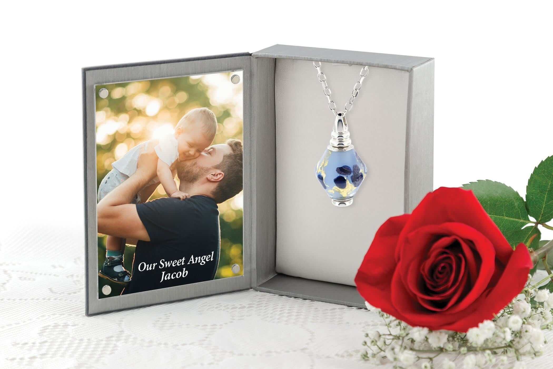 Cara Keepsakes Murano Glass Pendant - 'Ocean Mist' in jewelry box