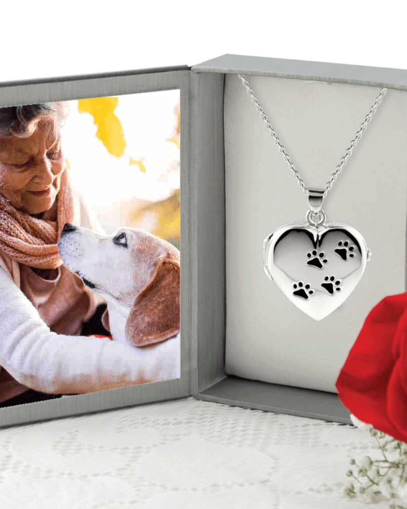 Cara Keepsakes Silver Locket Urns Paw Print Locket Urn