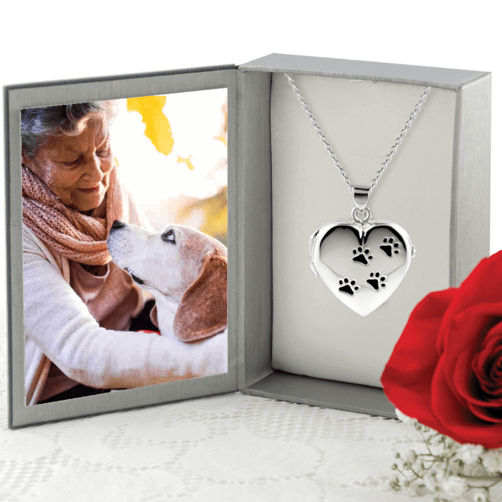 Cara Keepsakes Silver Locket Urns Paw Print Locket Urn