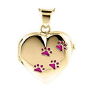 Cara Keepsakes Silver Locket Urns Gold Paw Print Locket Urn