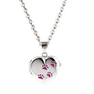 Cara Keepsakes Silver Locket Urns Pink Paw Prints Paw Print Locket Urn