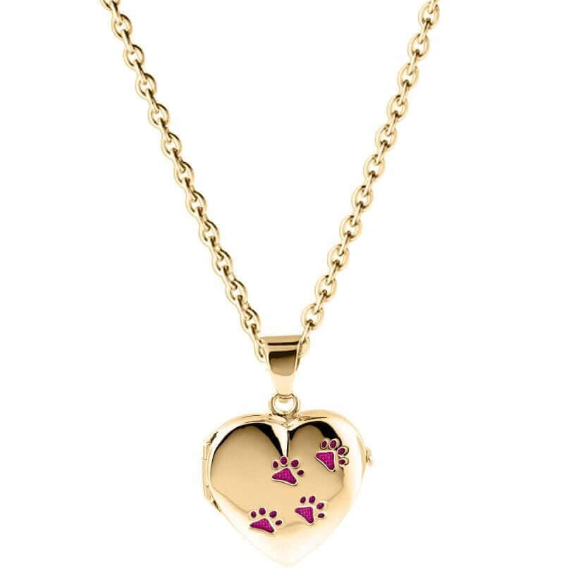 Cara Keepsakes Silver Locket Urns Gold Paw Print Locket Urn